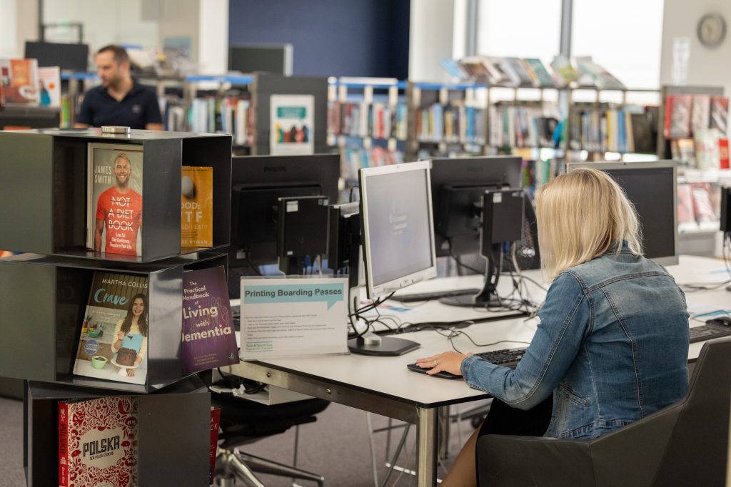 Woman sat at computer