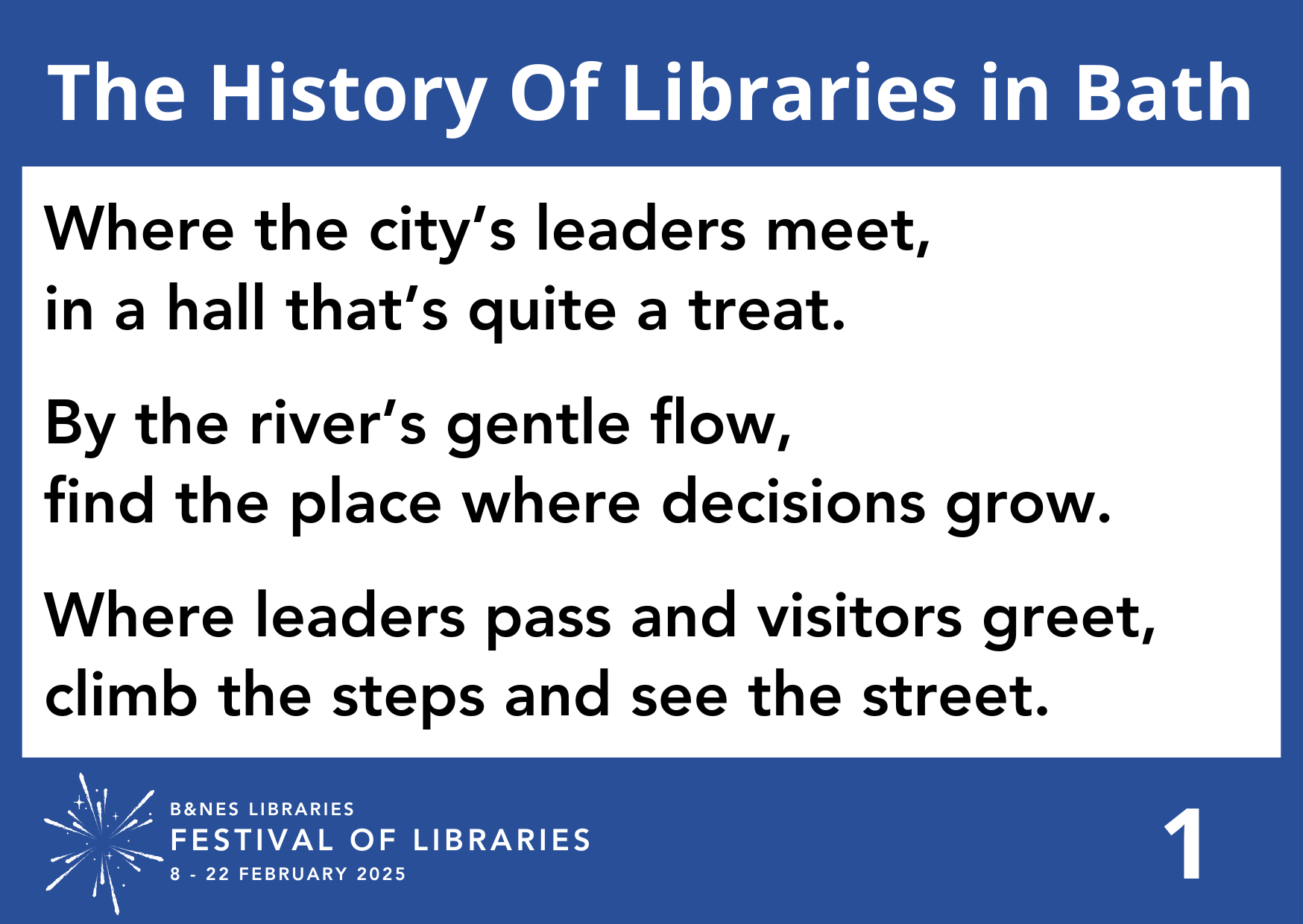 Where the city’s leaders meet, in a hall that’s quite a treat. By the river’s gentle flow, find the place where decisions grow. Where leaders pass and visitors greet, climb the steps and see the street.