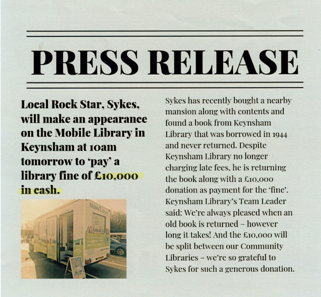 press release with picture of mobile library