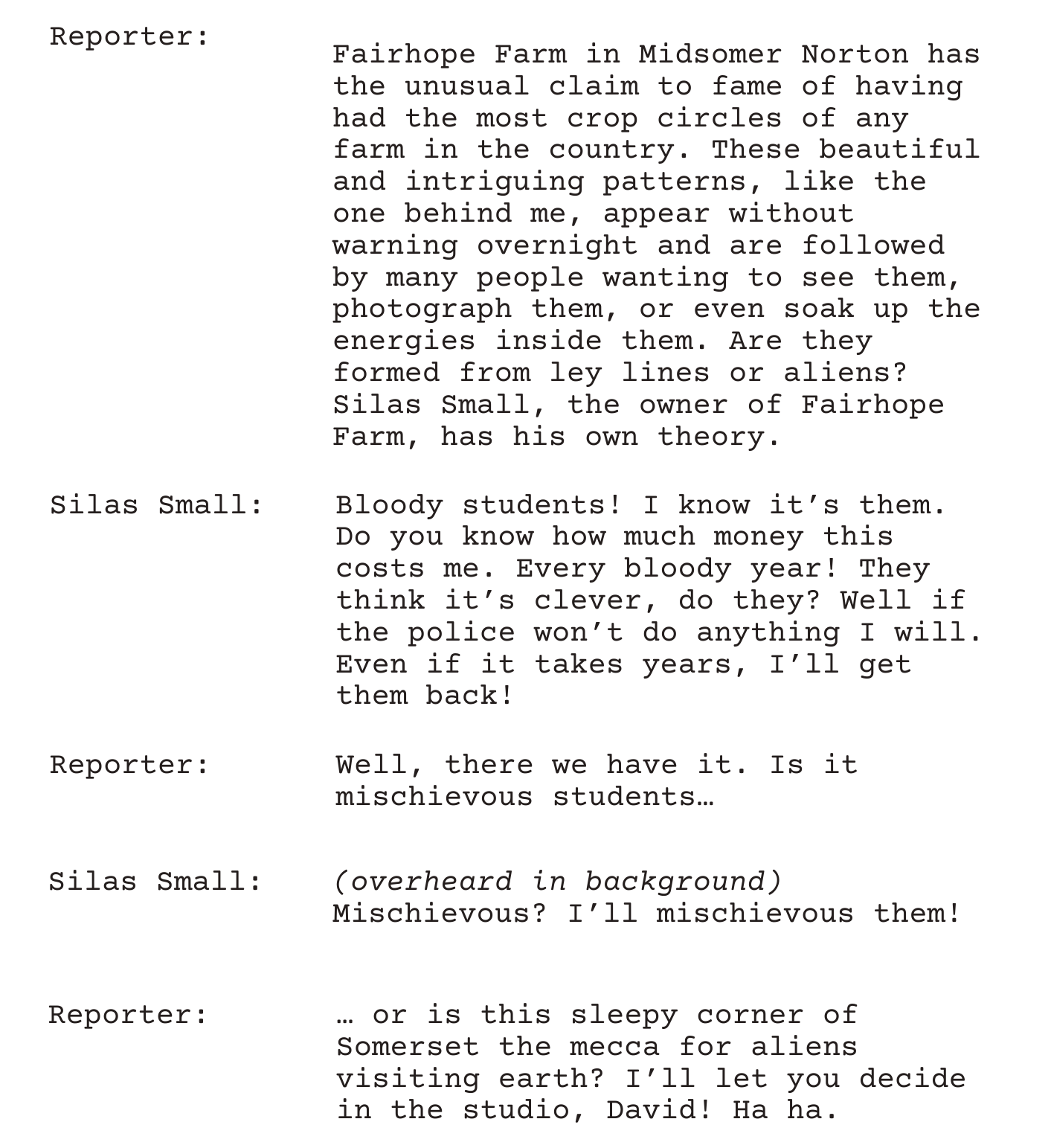 transcript of radio interview