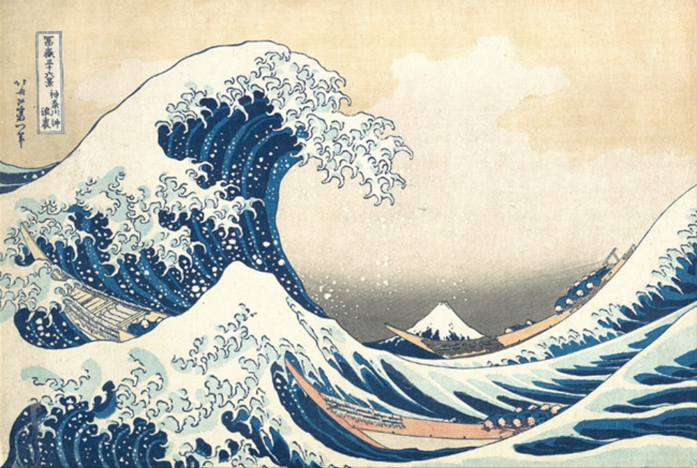 painted waves against pale background