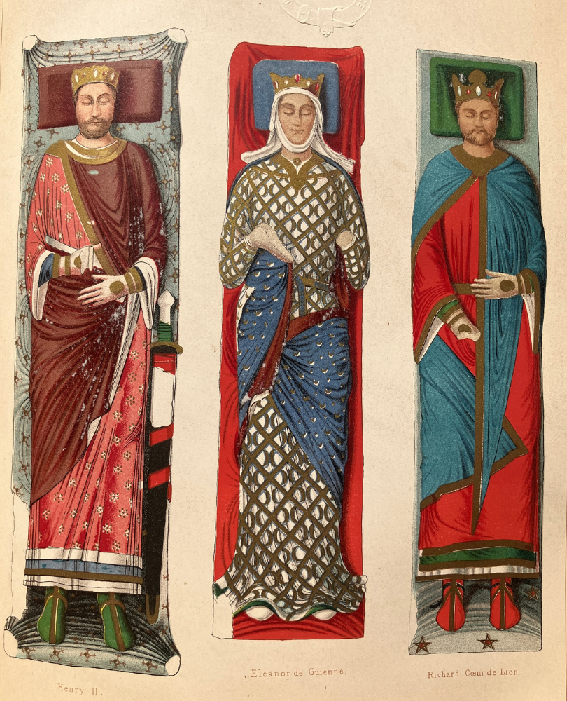 colourful illustrations of two men and a woman in crowns lying with eyes closed